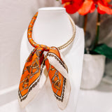 Karlie Beaded Scarf Necklace: Orange + White