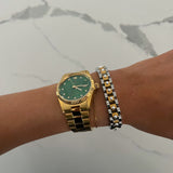 PEARL TWO TONED WATCH BAND BRACELET