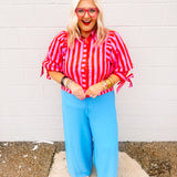 Entro Red and Pink Stripes Top