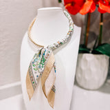 Karlie Beaded Scarf Necklace: White + Cream