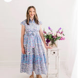 Santorini Sunset Ruffle Ricrac Midi Dress