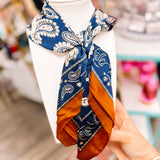 Silk Scarves: Navy/Brown