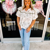 Oddi Grey Multi Bubble Sleeve Blouse