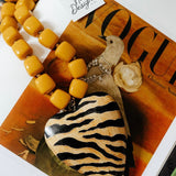 HD:  Chunky Yellow Zebra Heart Necklace