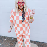 Stylive Light Orange Check Point Pant