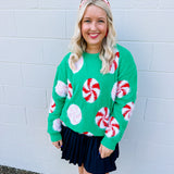 Fuzzy Peppermint Sweater