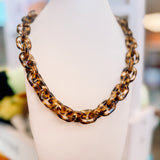 Leopard Paper Clip Chunky Necklace