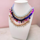 Gold Digger: Purple Glass Beads Necklace with Crystal Charms
