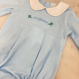 Hampton James Logan Light Blue Collared Bubble (Monogram Included)