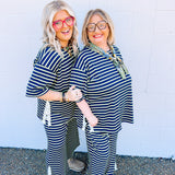 Stripes & Lace Pants - Navy/Green