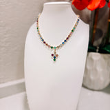 Sienna Multicolor Crystal Cross Necklace