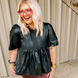 Leather Tuck Blouse