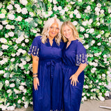 Sew in Love Navy and White Midi Dress