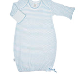 Paty Knit Overlap Shoulder Gown Blue Stripe