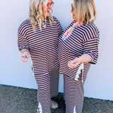 Stripes & Lace Pants - Brown/Pink