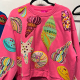 Queen of Sparkle Pink Multi Shell Crew