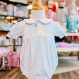 Girls Short Sleeve White Cotton Bubble