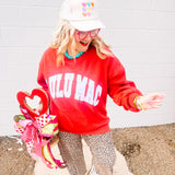 LULU MAC: Cardinal Red with White Logo Crew