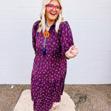 Briar Rose Plum Floral Midi Dress