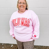 LULU MAC Christmas Pink Festive Stripe Crew