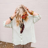 Oddi Spicy Stripes Sage Top
