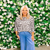 Ivory and Black Leopard Top