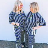 Stripes & Lace Pants - Navy/Green