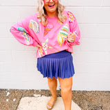 Queen of Sparkle Pink Multi Shell Crew