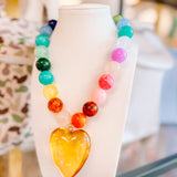 HD: Gypsy Heart Colorful Beaded Necklace