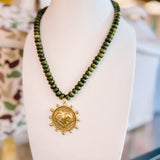 HD: Heart Coin Olive Beaded Neckalce