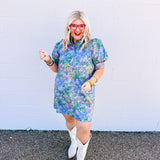 Entro Blue Fields of Wildflowers Dress (+)