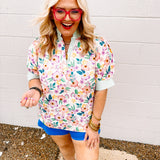 Umgee Sweet Temptations Floral Striped Top (S-2X)