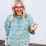 Autumn Meadow Olive Floral Top