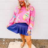 Queen of Sparkle Pink Multi Shell Crew