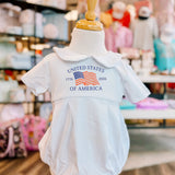 Boys Short Sleeve White Cotton Bubble