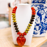 Hart Designs: Fall Multicolor Bubble Beads with Rust Heart