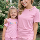 Hampton James Scalloped Cotton Short Set Girls (Pink-Purple-Mint)