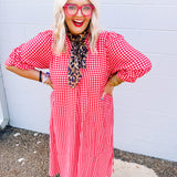 Sweetheart Gingham Midi Dress (S-2X)