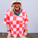 Stylive Check Point Top Red/Pink