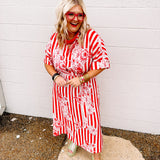 Oddi: Red Stripes Midi Dress (+)