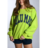 LULU MAC Chartreuse/Deep Blue Logo Crew