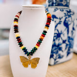 Hart Design Fall Mutli Butterfly Beaded Necklace
