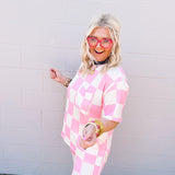 Stylive Check Point Pant Pink/Cream