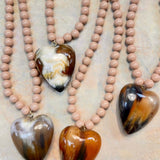 HD:  Taupe Necklace with a Cowhide Heart