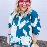 Teal Tapestry Floral Top
