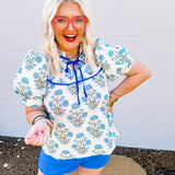 Blue Meadow Floral Top