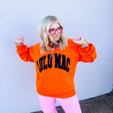 LULU MAC: Orange and Black Logo Crew