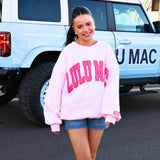 LULU MAC: Polka Dot Appliqué Crew in Light Pink