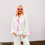 Oddi Pink/White Bow Time PJ Top