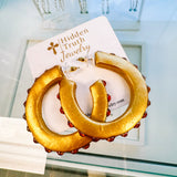 Hidden Truth Gold Hoop with Orange Studs Earring